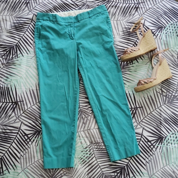 J. Crew Pants & Jumpsuits J Crew Stretch Size 6 Crop Pants Aqua Blue Poshmark